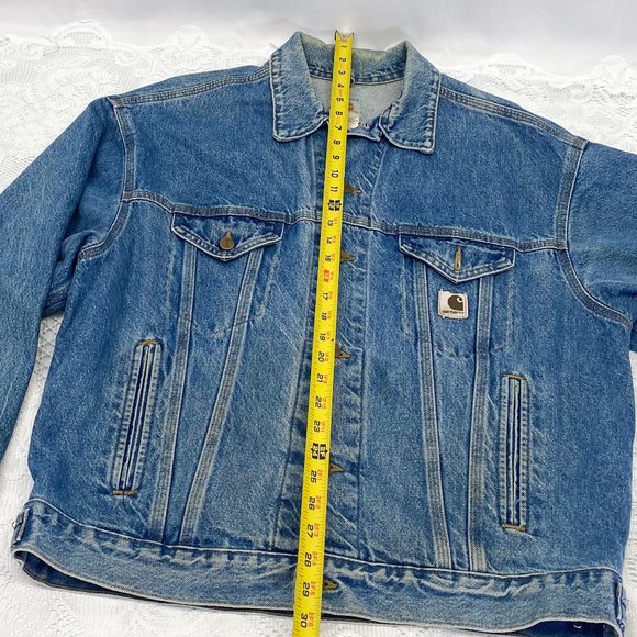 Vintage Denim Men's Carhartt jean jacket Streetwear Retro made in USA Large - Picture 9 of 13